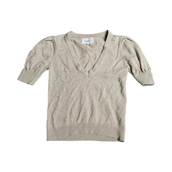 Ba&sh Mathis Short Sleeve Wool Sweater in Beige Size: XS - Picture 2 of 5